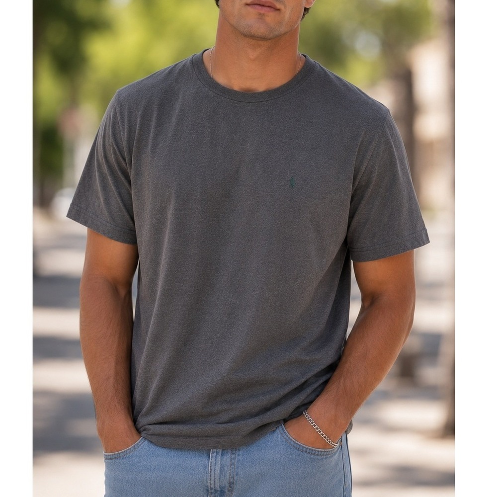 NWT Y2K Polo Ralph Lauren Men's Classic Fit T-Shirt Charcoal Heather Gray Large